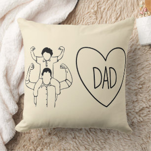 Cojín Decorativo Delineado de corazón de paseo en hombros de papá f