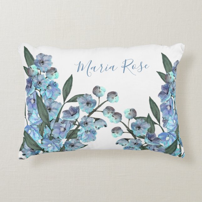 Cojín Decorativo Delphinium Azul (Anverso)