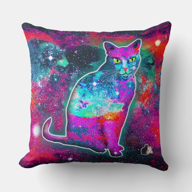 Cojín Decorativo Delta de gato cósmico (Anverso)
