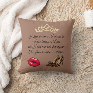 Cojín Decorativo Demasiado Glam para Preocuparse – Frase Chic