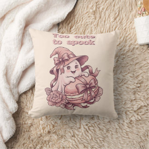 Cojín Decorativo Demasiado Lindo Para Asustar Coqueta Fantasma Rosa