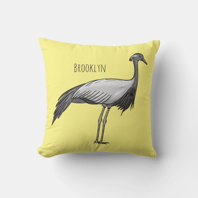 Cojín Decorativo Demoiselle crane bird cartoon illustration  (Anverso)