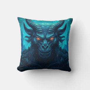 Cojín Decorativo Demonio azul con fondo