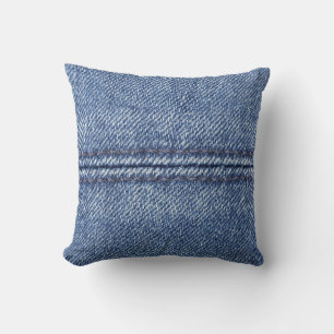 Cojín Decorativo Denim Azul Macro, Textura De Cierre.