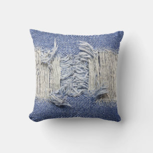 Cojín Decorativo Denim azul roto: textura de jeans.