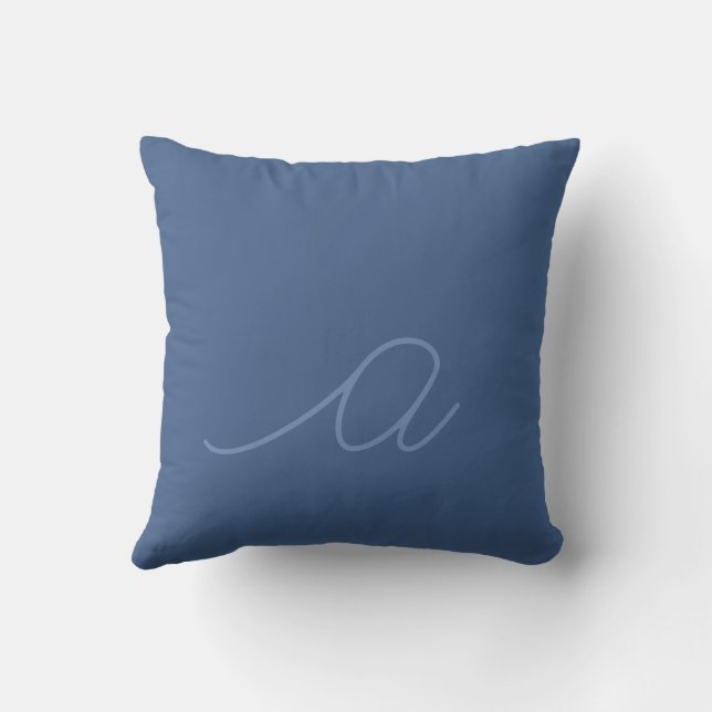 Cojín Decorativo Denim Blue Lowercase Script Letter (Reverso)