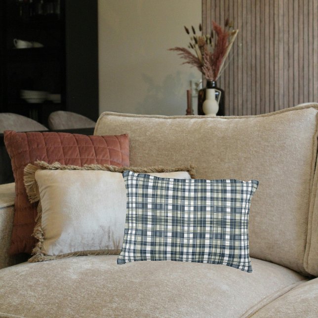 Cojín Decorativo Denim Blue Sage Green White Plaid Lumbar (Subido por el creador)