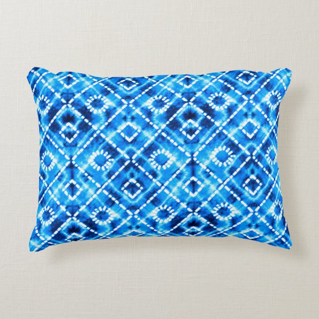 Cojín Decorativo Denim blue tie die texture repeat modern pattern (Anverso)