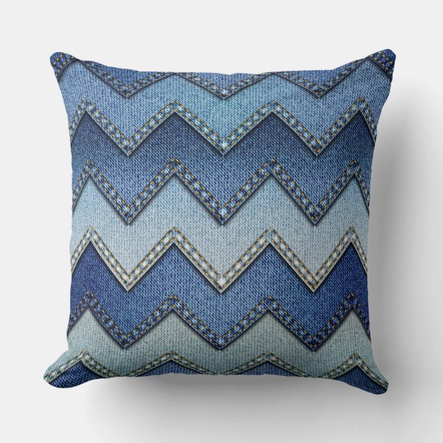Cojín decorativo "Denim/Chevron" (Anverso)