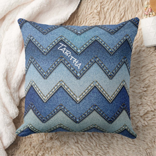 Cojín decorativo Denim Chevron (Manta)