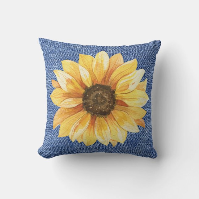 Cojín Decorativo Denim de girasol (Anverso)