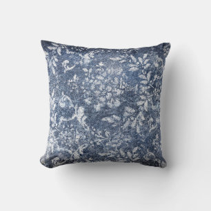 Cojín Decorativo Denim Floral Faded: Fondo Texturado Grungy