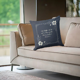 Cojín Decorativo Denim White Floral Personalizable Biblia Verse