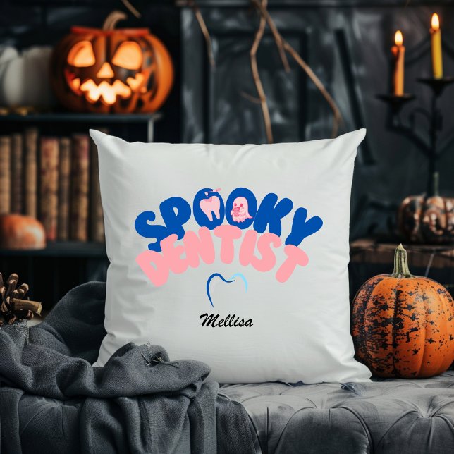Cojín Decorativo Dentista fantasmal nombre personalizado regalo de  (Subido por el creador)
