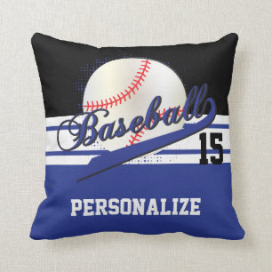 Cojín Decorativo Deporte de béisbol Nombre y número de DIY Azul o