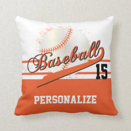 Cojín Decorativo Deporte de béisbol| Nombre y número de DIY| Naranj