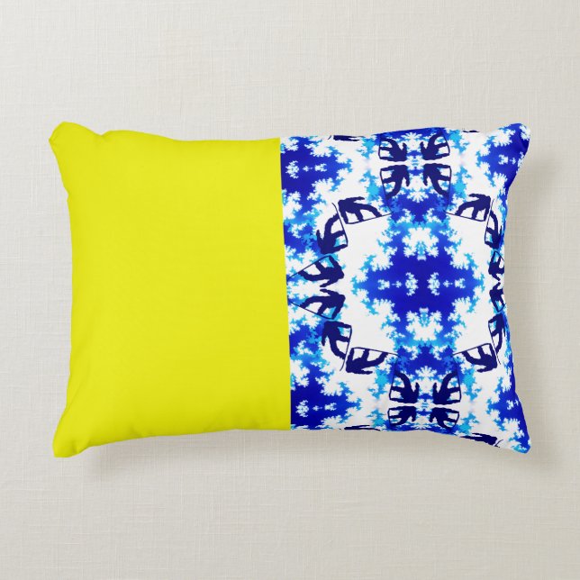 Cojín Decorativo Deporte de snowboard azul cielo amarillo (Anverso)