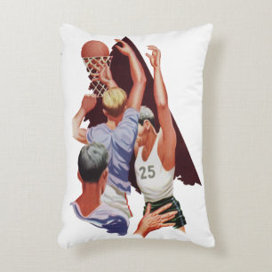 Cojín Decorativo Deportes Antiguos, Jugadores de Baloncesto en un J