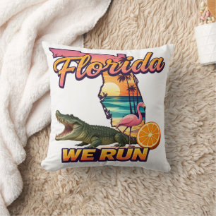 Cojín Decorativo Deportes Cocodrilo Flamenco Atardecer Florida Corr