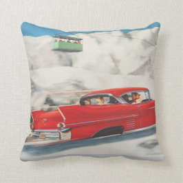 Cojín Decorativo Deportes de invierno del vintage, coches y