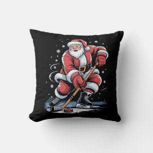 Cojín Decorativo Deportes de Navidad Santa Juega Hockey sobre Hielo