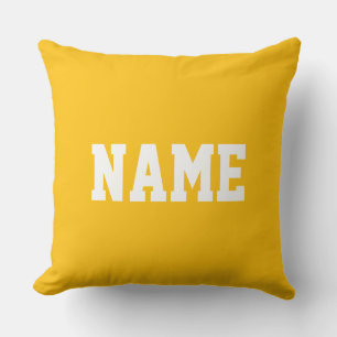 Cojín Decorativo Deportivo Texto Atlético Blanco Sobre Amarillo Dor