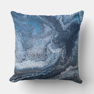 Cojín Decorativo Deriva oceánica abstracta azul y gris