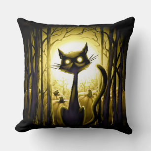 Cojín Decorativo Derpy Little Halloween Cat in the Pumpkin Patch