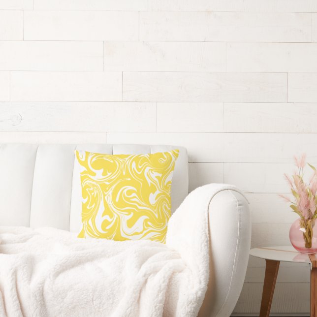 Cojín Decorativo Derrame - Amarillo limón y blanco (Sofá)