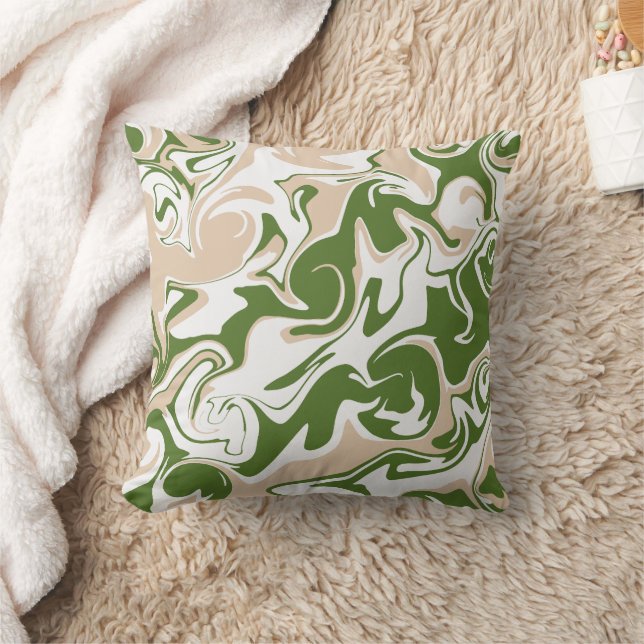 Cojín Decorativo Derrame - Blanco, arena y verde pálido (Manta)