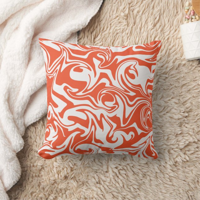 Cojín Decorativo Derrame - Naranja y blanco (Manta)