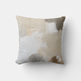 Cojín Decorativo Derroche de brocha neutra beige y blanco abstracto