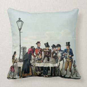 Cojín Decorativo Desayuno de la calle grabado por G.Hunt, 1825