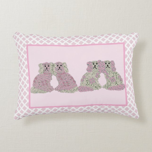 Cojín Decorativo Desayuno de perros de Pink Staffordshire (Anverso)