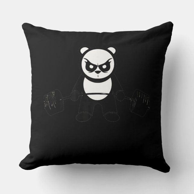 Cojín Decorativo Descarga del oso Panda - Gimnasio Premium (Anverso)