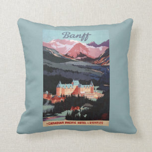 Cojín Decorativo Descripción del poster de Banff Springs Hotel
