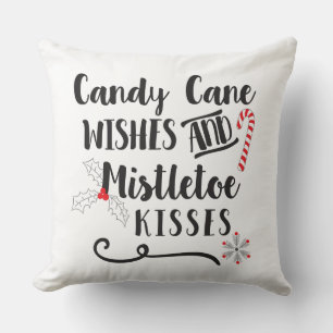 Cojín Decorativo deseos de bastón de caramelo y besos bajo el muérd