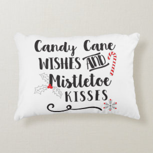Cojín Decorativo deseos de bastón de caramelo y besos bajo el muérd