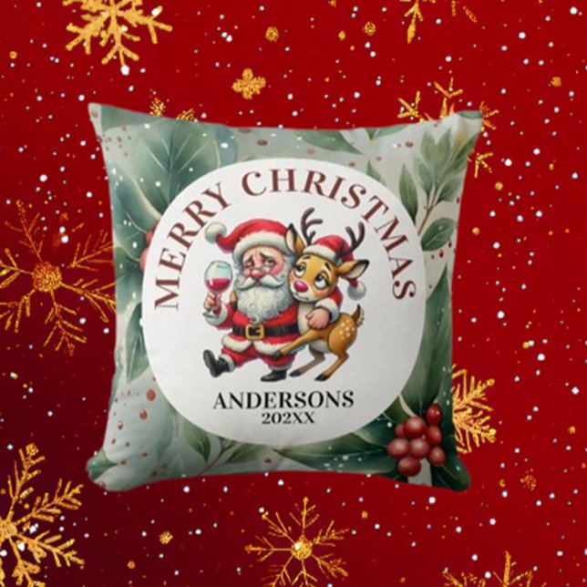 Cojín Decorativo Deseos de Santa Navidades (Spread holiday cheer with the Brett Designs Santa Christmas Wishes Throw Pillow.)
