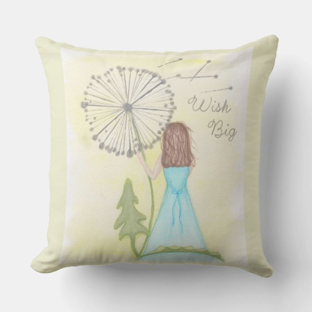 Cojín Decorativo Deseos en una niñita de diente de león (Anverso)