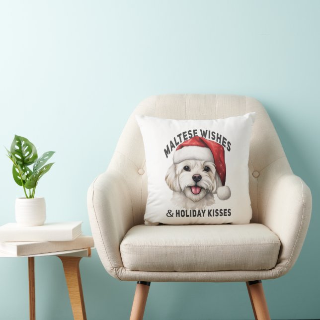 Cojín Decorativo Deseos malteses y besos de vacaciones: Perro Navid (Silla)