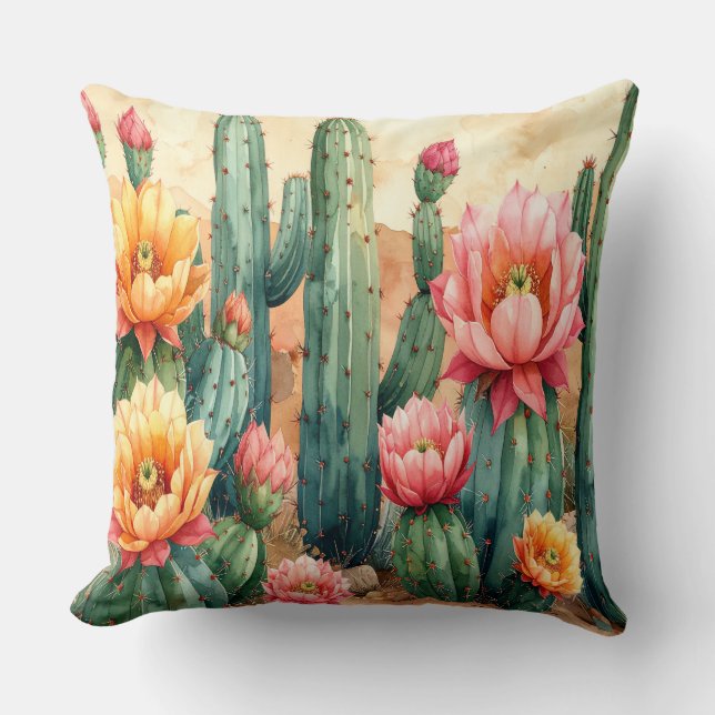 Cojín Decorativo Desert Cactus Pillow - Boho Southwest Decor Cushio (Anverso)