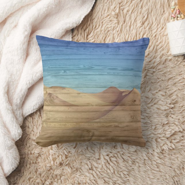 Cojín Decorativo Desert Sand Dunes Beautiful Blue Sky On Wood Grain (Manta)