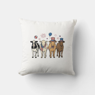 Cojín Decorativo Desfile de vacas patrióticas Diseño de camiseta ve