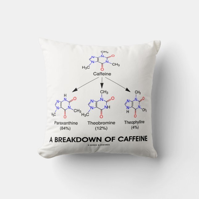Cojín Decorativo Desglose De Los Metabolitos De Caffeina (Anverso)