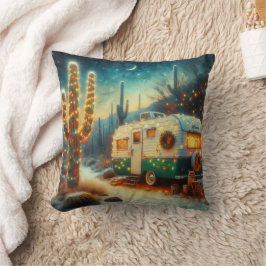 Cojín Decorativo Desierto Saguaro Cactus, Navidades de Camper Vinta