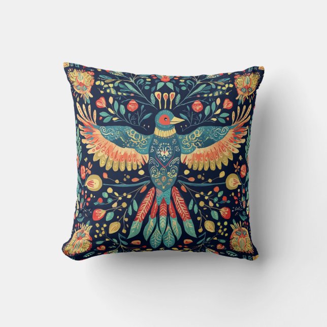 Cojín Decorativo Design folklorique élégant d'oiseau 🌸 (Anverso)