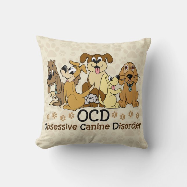 Cojín Decorativo Desorden canino obsesivo de OCD (Anverso)