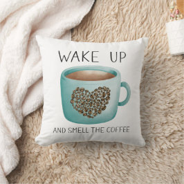 Cojín Decorativo Despertar Oler el Café - Acuarela Granos de Café