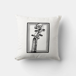 Cojín Decorativo Desplazamiento de violín blanco y negro con líneas